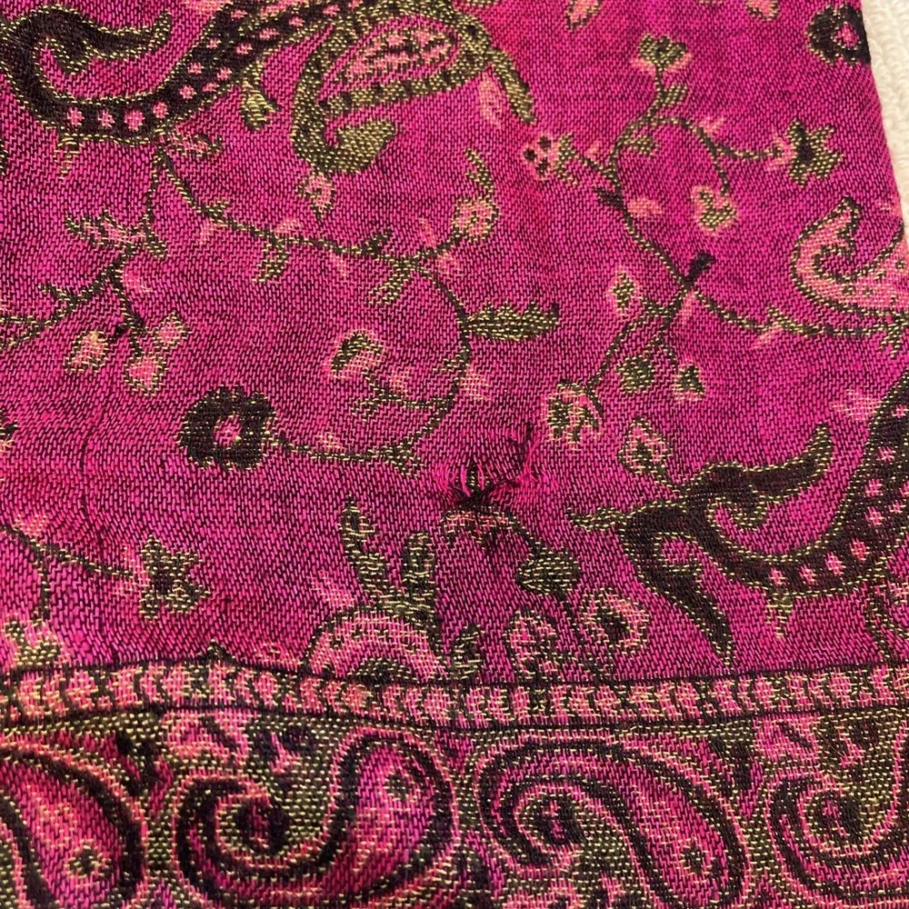 Pashmina Silk Scarf Shawl 55% Pashmina 45% Silk Paisley Fringe Wrap 26x68